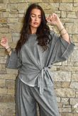 Lindin Linen Blend Kimono Top Washed Charcoal